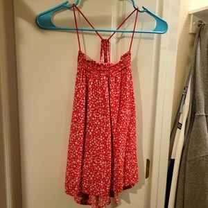 Red silky sleeveless top